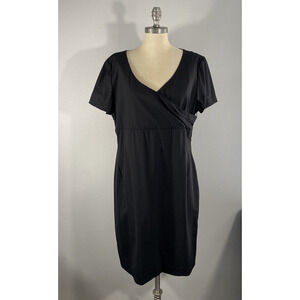 Lavia 18 Womens Italian Size 50 US 14 Wool Blend Sheath Dress Black Short Sleeve
